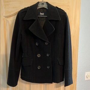 Lei Black Peacoat Tailored Wool Blend